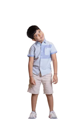 Boys Teal Dolphin Patched Shirt