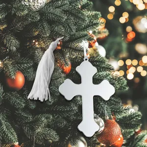 Cross Ornament W/white Tassel Np 4.5 X 3 by Creative Gifts