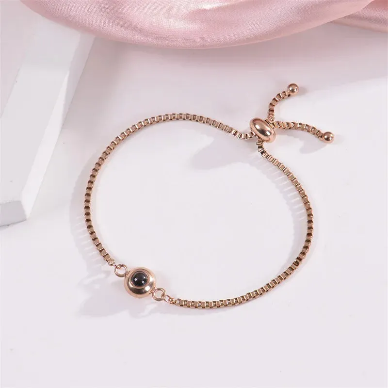 Custom Photo Bracelet Personalized Photo Projection Bracelet Circle Photo Bracelets with Picture Inside for Women/Men/Couple