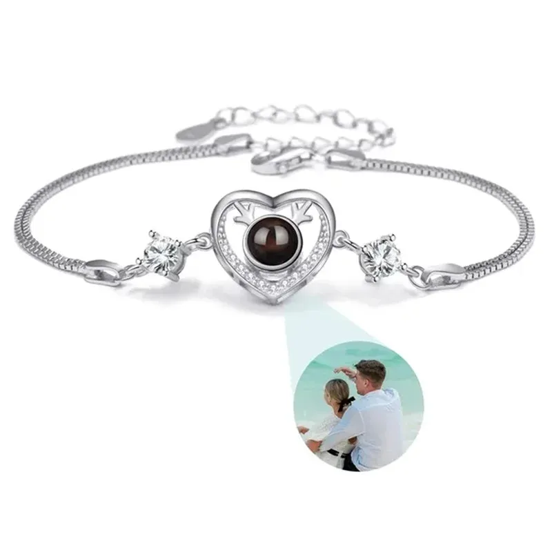 Custom Photo Bracelet Personalized Photo Projection Bracelet Circle Photo Bracelets with Picture Inside for Women/Men/Couple