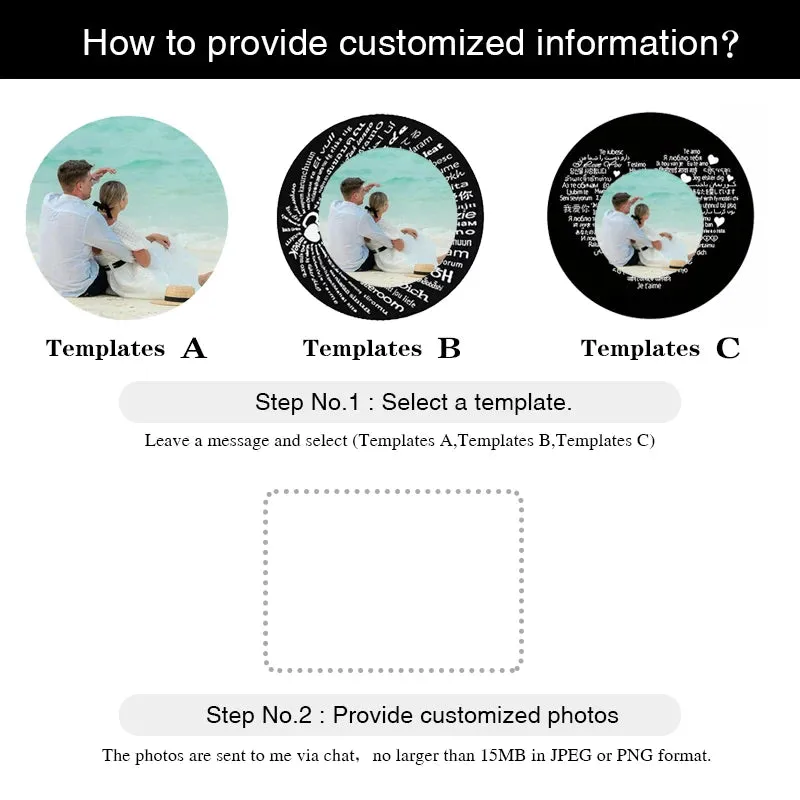 Custom Photo Bracelet Personalized Photo Projection Bracelet Circle Photo Bracelets with Picture Inside for Women/Men/Couple