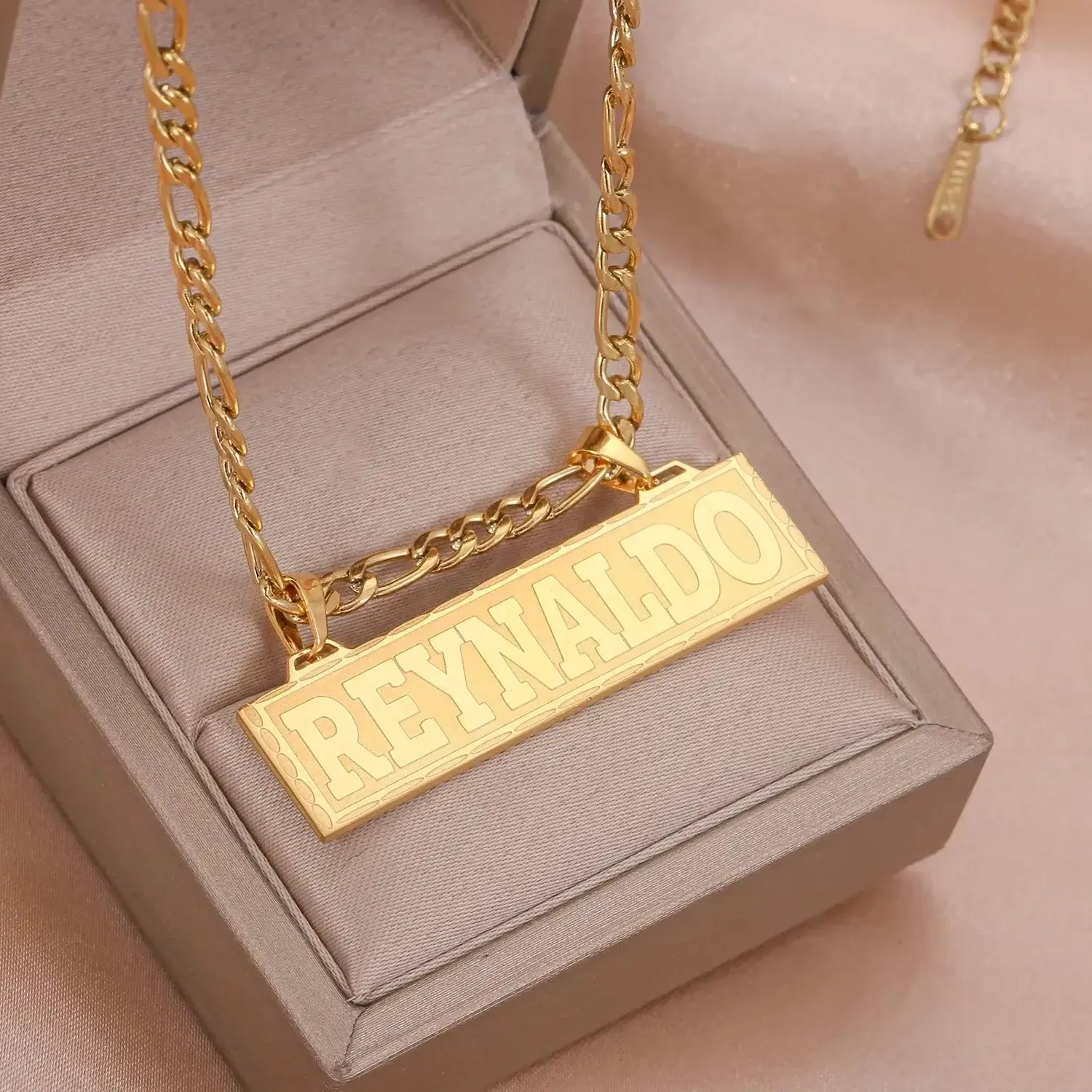 Men's Personalized Custom Stainless Steel Bar Name Necklace