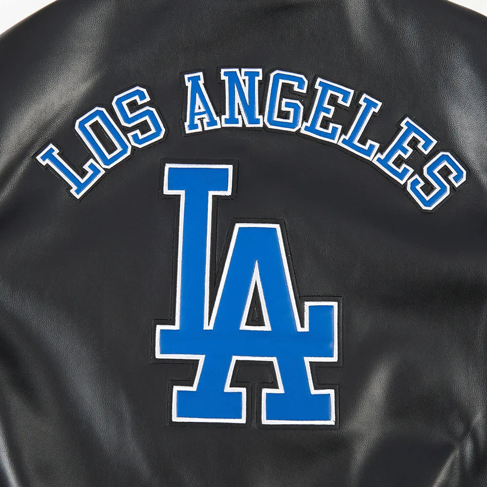 MLB LOS ANGELES DODGERS CITY SIGNATURE MEN'S LEATHER VARSITY JACKET (BLACK/WHITE)