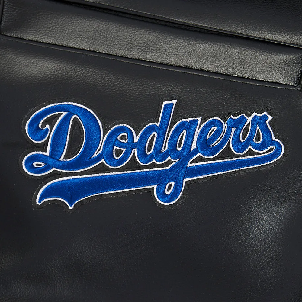 MLB LOS ANGELES DODGERS CITY SIGNATURE MEN'S LEATHER VARSITY JACKET (BLACK/WHITE)