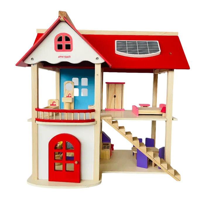 Open Ended Wooden Dollhouse - Redwood Cottage