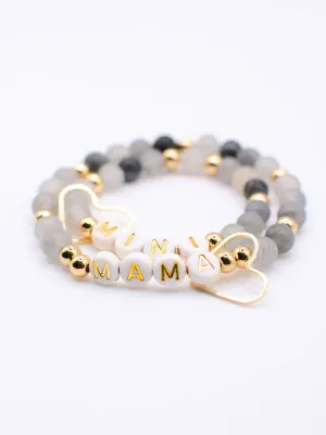 Two and Crew - Mama MINI matching BLACK gold beaded bracelet jewelry set